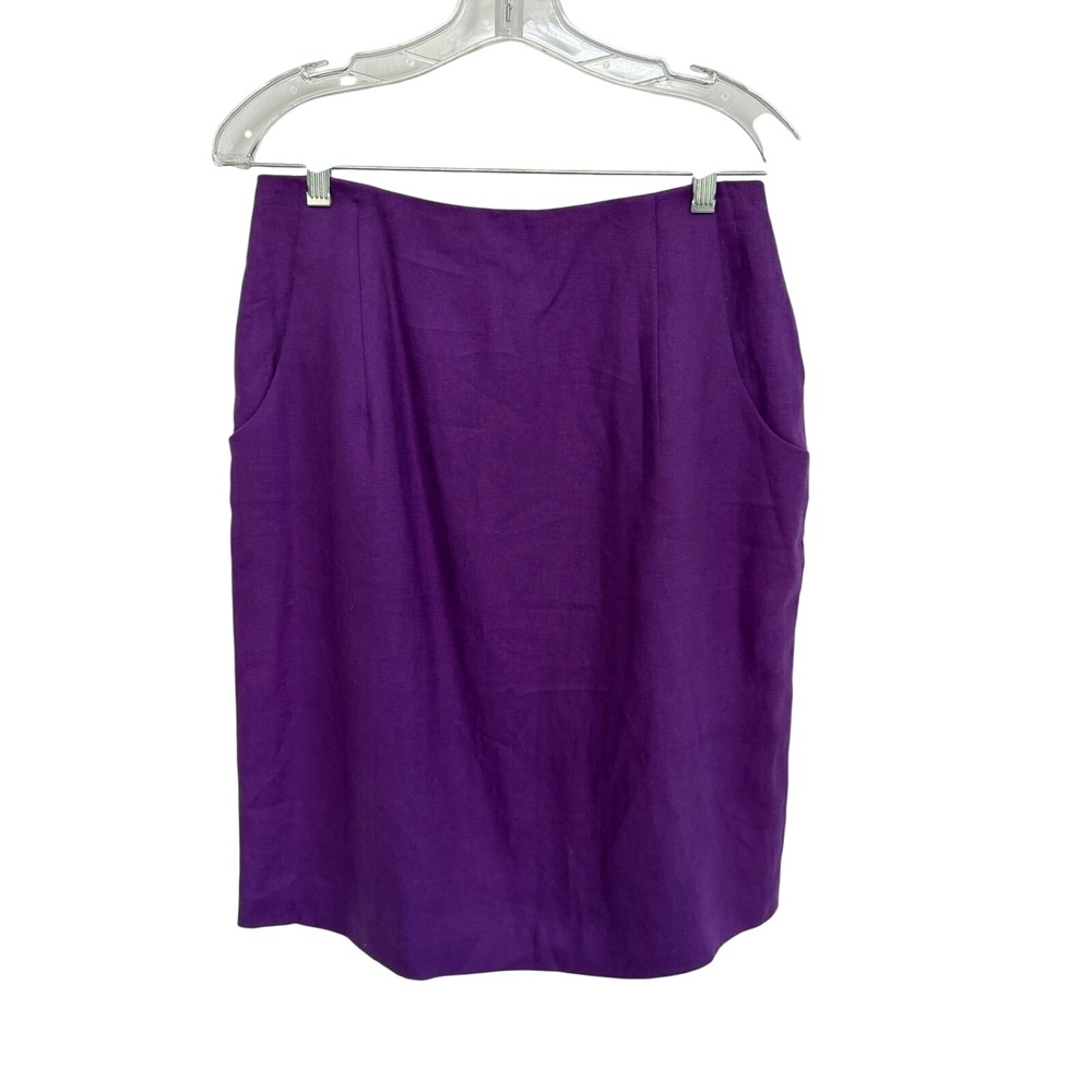 Vintage Jos A Bank Purple 100%‎ Linen Pencil Skirt Size 12 NWT